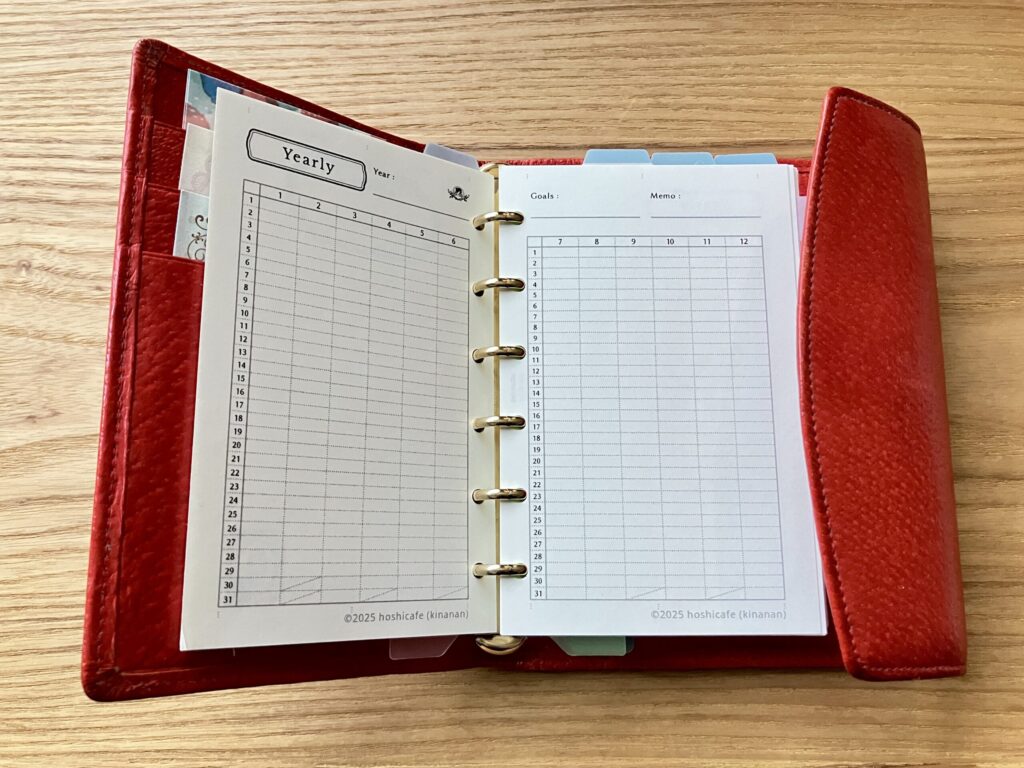 無料ダウンロード配布中のpdf手帳リフィルミニ6・a6・a5対応テンプレート（月間スケジュール）の使用画像