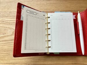 無料ダウンロード配布中のpdf手帳リフィルミニ6・a6・a5対応テンプレート（月間スケジュール）の使用画像