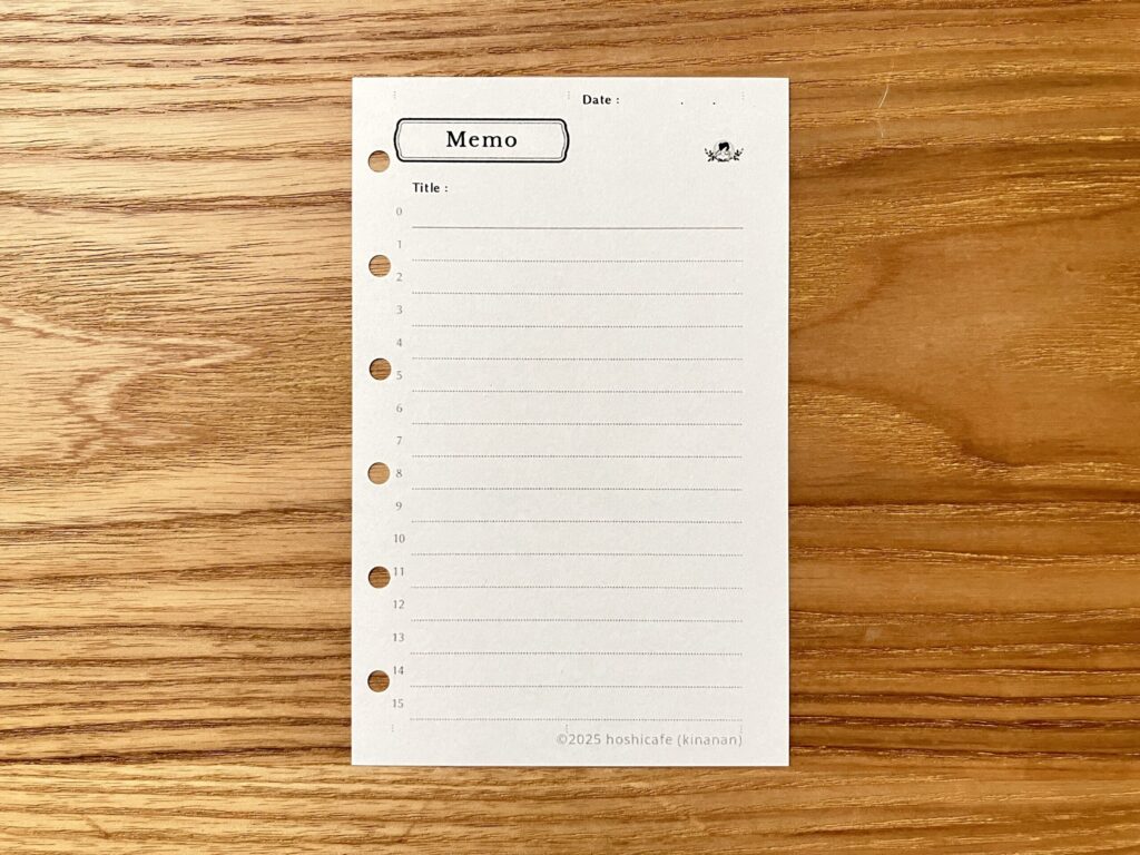 ミニ6手帳用に印刷したメモリフィルの実物写真