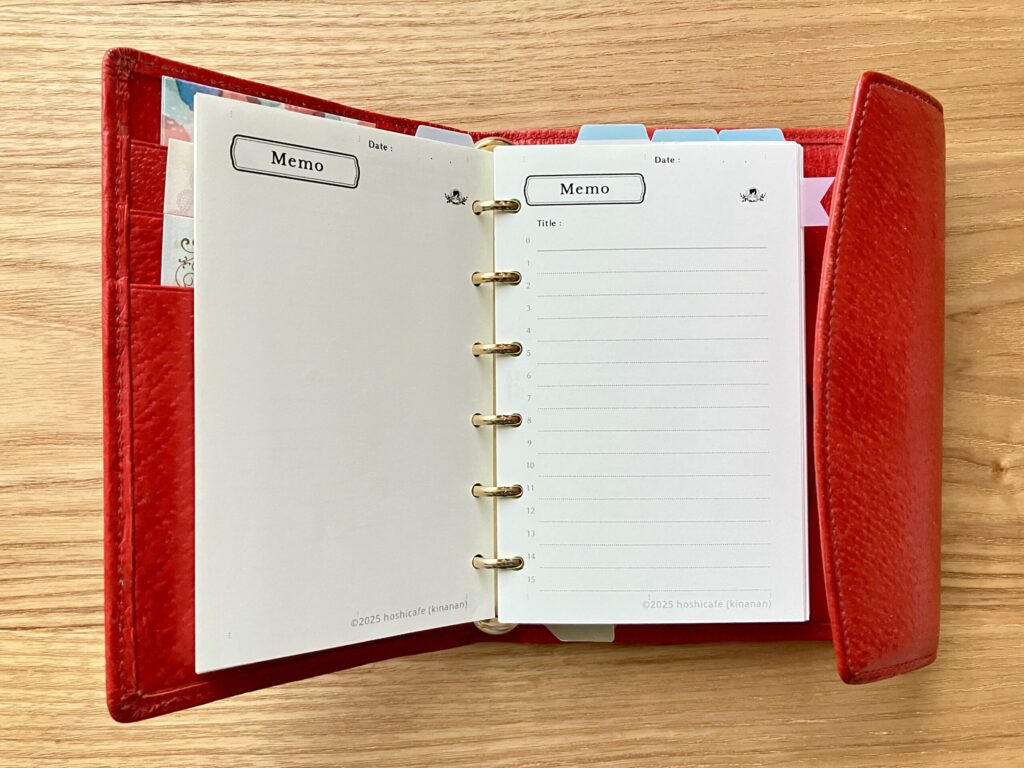 右は罫線、左は無地をセットしたメモリフィルの見本。