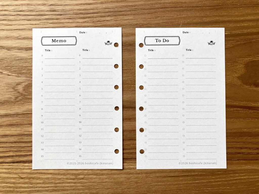 Bシリーズの2列メモリフィルと2列ToDoリストを並べた平置き写真